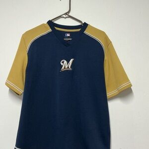 MLB Navy and Gold V-Neck jersey